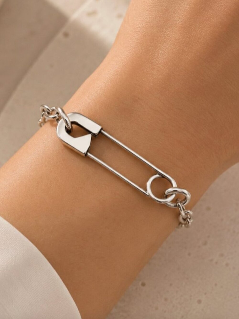 925 Sterling Silver Paperclip Bracelet Unique Vintage Silver Bracelet